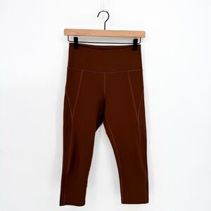 Girlfriend Collective 7/8 High Rise Compressive Leggings in Earth Small